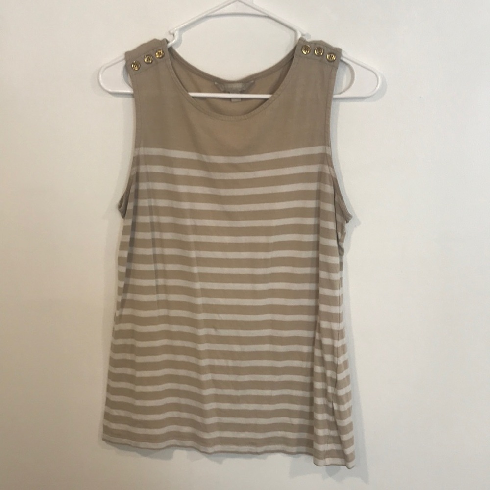 Tan/cream Banana Republic tank with gold accents